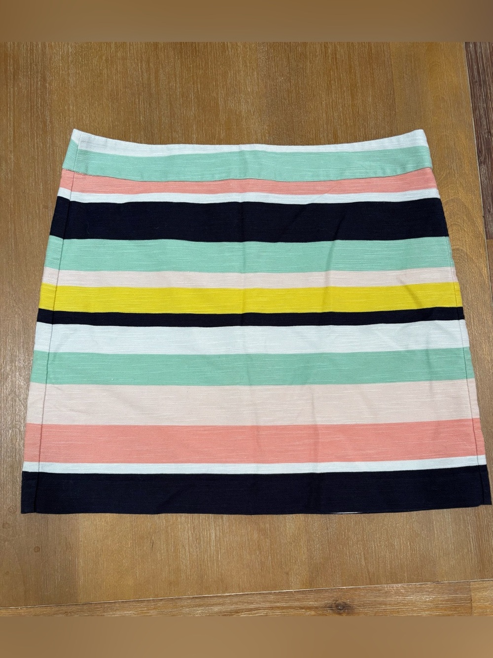 LOFT Multicolor Horizontal Stripe Mini Skirt - Navy, Mint, Coral, Yellow, White